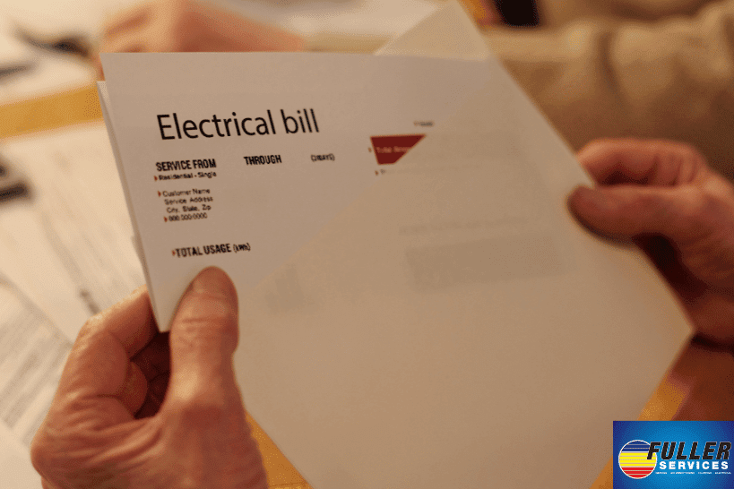 Electric bill in envelope representing high HVAC costs from summer heat